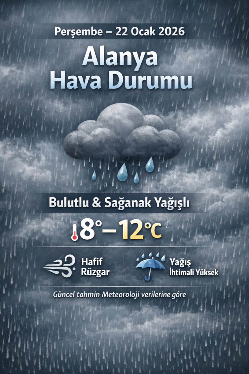 Alanya'ya perşembe günü sağanak yağış bekleniyor